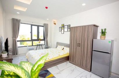 Serviced apartment with large window on Binh Quoi street