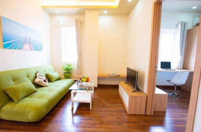 Cho thuê căn hộ 2 phòng ngủ nhiều ánh sáng, sàn gỗ gần chợ Tân Định