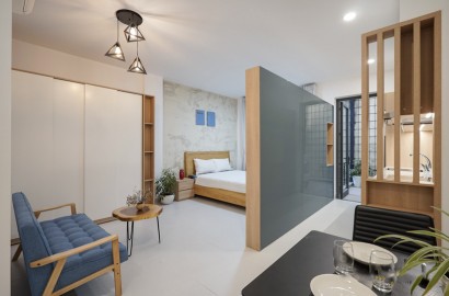 Luxury design studio apartment with small balcony in Thao Dien area