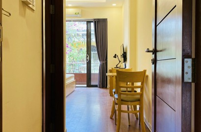 Wooden floor serviced apartment for rent, balcony in District 1