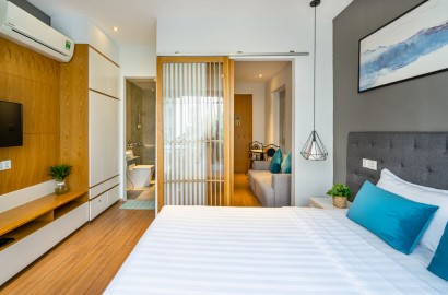 Cho thuê căn hộ 1 phòng ngủ thiết kế hiện đại, đầy đủ tiện nghi gần sân bay