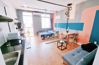 Cho thuê căn hộ 1 phòng ngủ ban công, đầy đủ nội thất gần ngã tư Phú Nhuận
