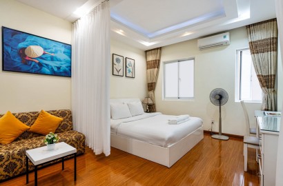 Wooden floor 1 Bedroom apartment for rent with bathtub on Thai Van Lung Street